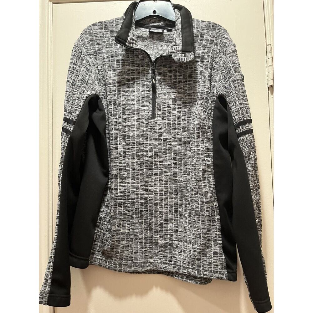 ICEPEAK Men Top Sweater Black/White Ski Top Long Sleeves 1/2 Zip Vail Small